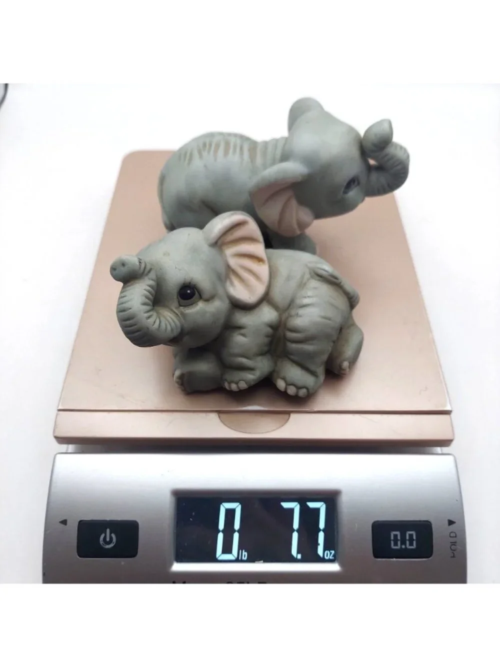 Homco Baby Elephant Figurine Set Of 2 Vintage Home Interiors Gray Trunk Up 1400